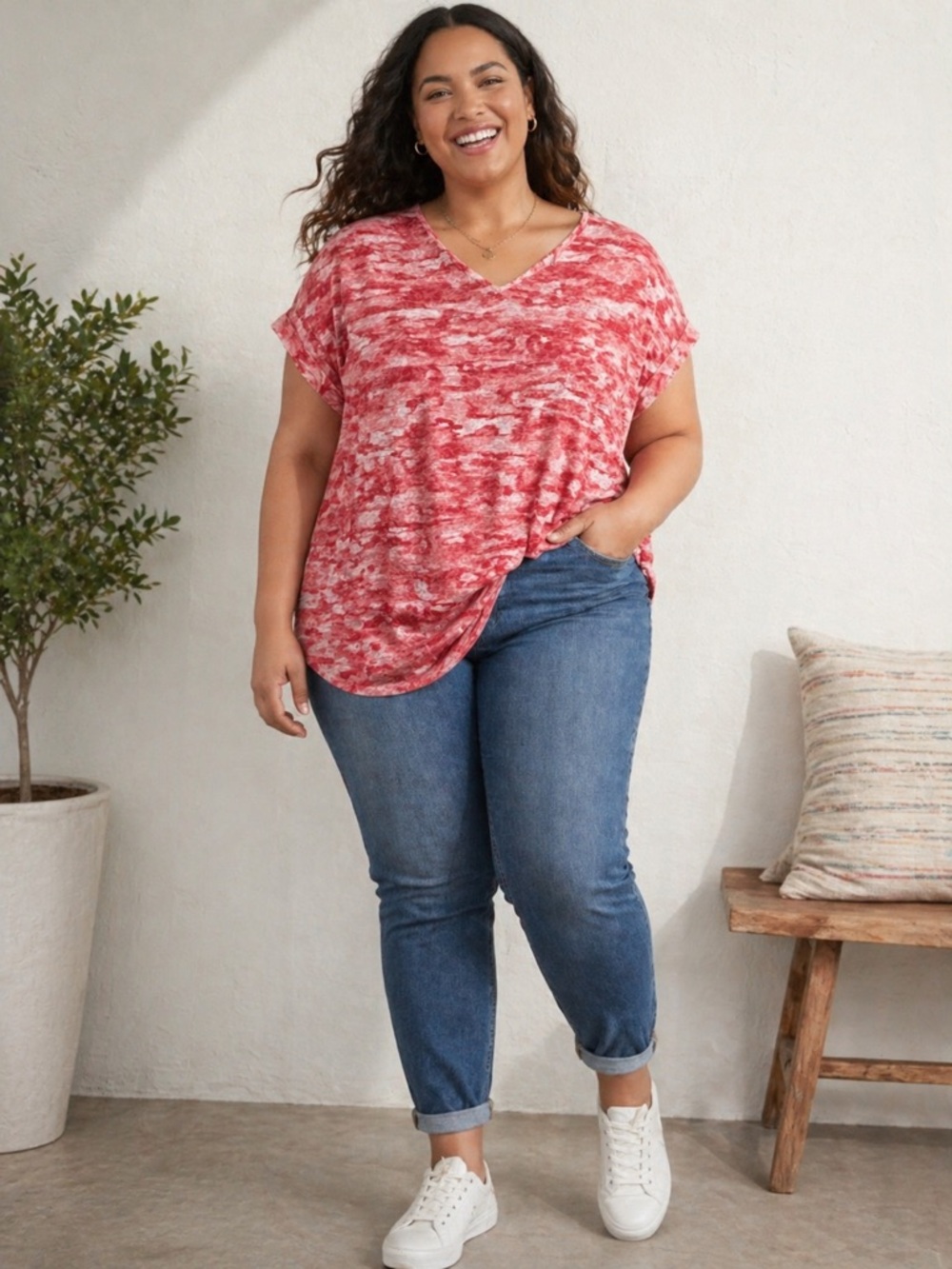 🌈 Ruby Rd. V-Neck Short Sleeve Top